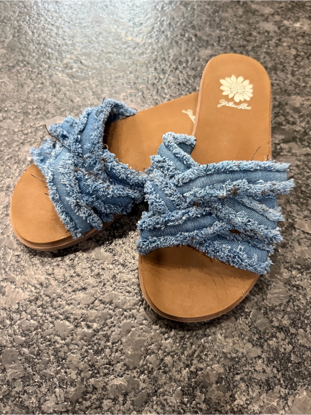 Yellow Box Falses Blue Woven Slide Sandals